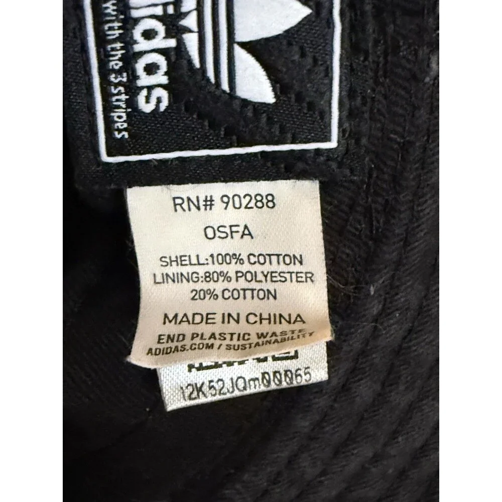 VTG Adidas Bucket Hat Black OSFA Trefoil Logo Cotton Sun Cap Mens Womens USA